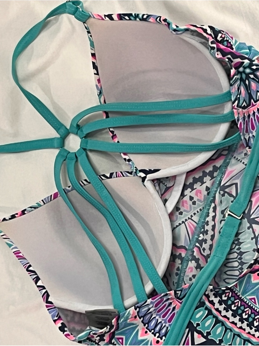 Free Country Floral Swim Top in Teal, Pink & Navy (Flawed, see description) - Picture 5 of 8